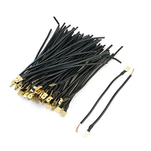 New Lon0167 100st 6,3 mm krympterminalisolerad hankontakt w 5.1" Wire(100Pcs 6,3 mm Crimp-Anschluss, isolierter, männlicher Kabelschuh mit 5,1' '- Draht