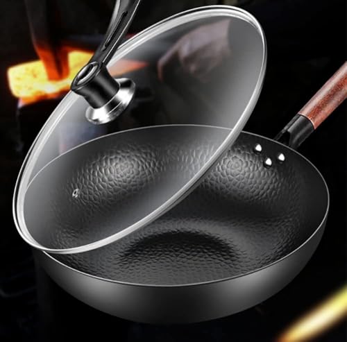 Wok tradicional de acero al carbono con mango de madera miniatura 2