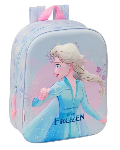 Safta FROZEN 3D - Mochila de Guardería 3D, Adaptable a Carro, Fácil Limpieza, Ideal para Niños de Diferentes Edades, Cómoda y Versátil, Calidad y Resistencia, 22x10x27 cm, Color Lila