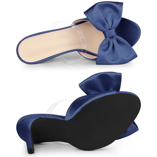 Allegra K Allegra K Women's Bow Sandal Stiletto Heels Mules Navy Blue Heel Sandals 8 M US
