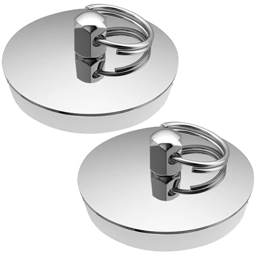 2 tapones de bañera de 42 a 46 mm, tapones universales para bañera, fregadero (acero inoxidable)
