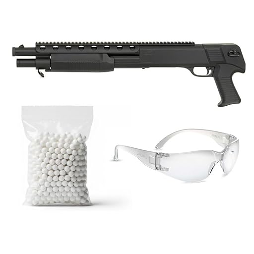 Pack Escopeta de Airsoft M309 Manual con Gafas de protección y 1000 Bolas, de ABS Negro, Raíl Picatinny, 330 FPS, Potencia 1 Julio, 642 mm Longitud, Cargador 14 Bolas, Marca Double Eagle | Ya disponible en tu tienda friki favorita! En mundofriki.es!