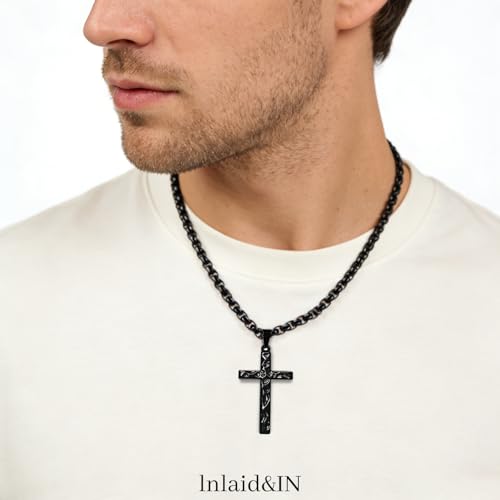 Amulette chrétienne obsidienne collier cadeau idéal pour mari
