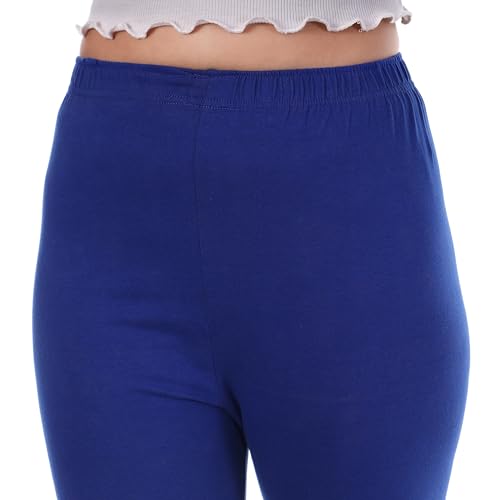 Image of TPF Women Solid Cotton Lycra Stretchable Leggings | Comfortable Ankle-Length Slim Fit Leggings for Women & Girls | Soft, Breathable Wear Bottoms