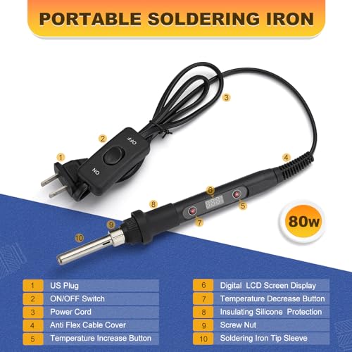 Image of Kadrick Vertical Heat-Set Insert Press Machine with 80W Digital Temperature-Controlled Soldering Iron (with Power Switch) Supports M2-M8 Inserts,Precision Heat-Set Tool for 3D Printed Plastics