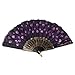 Liroyal Peacock Pattern Sequin Fabric Hand Fan Decorative Fashionable (Purple)