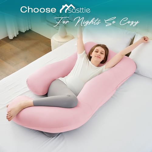 Image of Cooling Pregnancy Pillows for Sleeping, 57'' Full Body Pillow, Light Pink