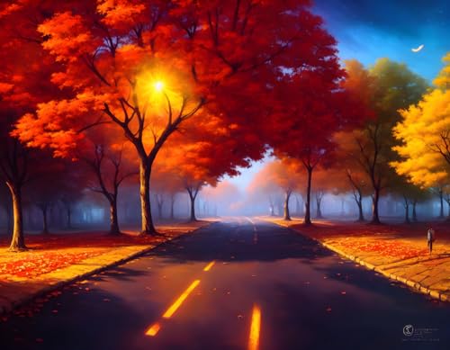 Affiches sur toile rue d'automne du Yémen pour habiller un grand mur vide sans cadre