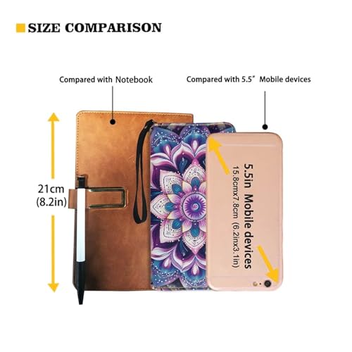 Image of Bulopur Boho Mandala Womens Wallet Wristlet PU Leather Purple Floral Clutch Purses for Ladies Waterproof Phone Holder Zip Around