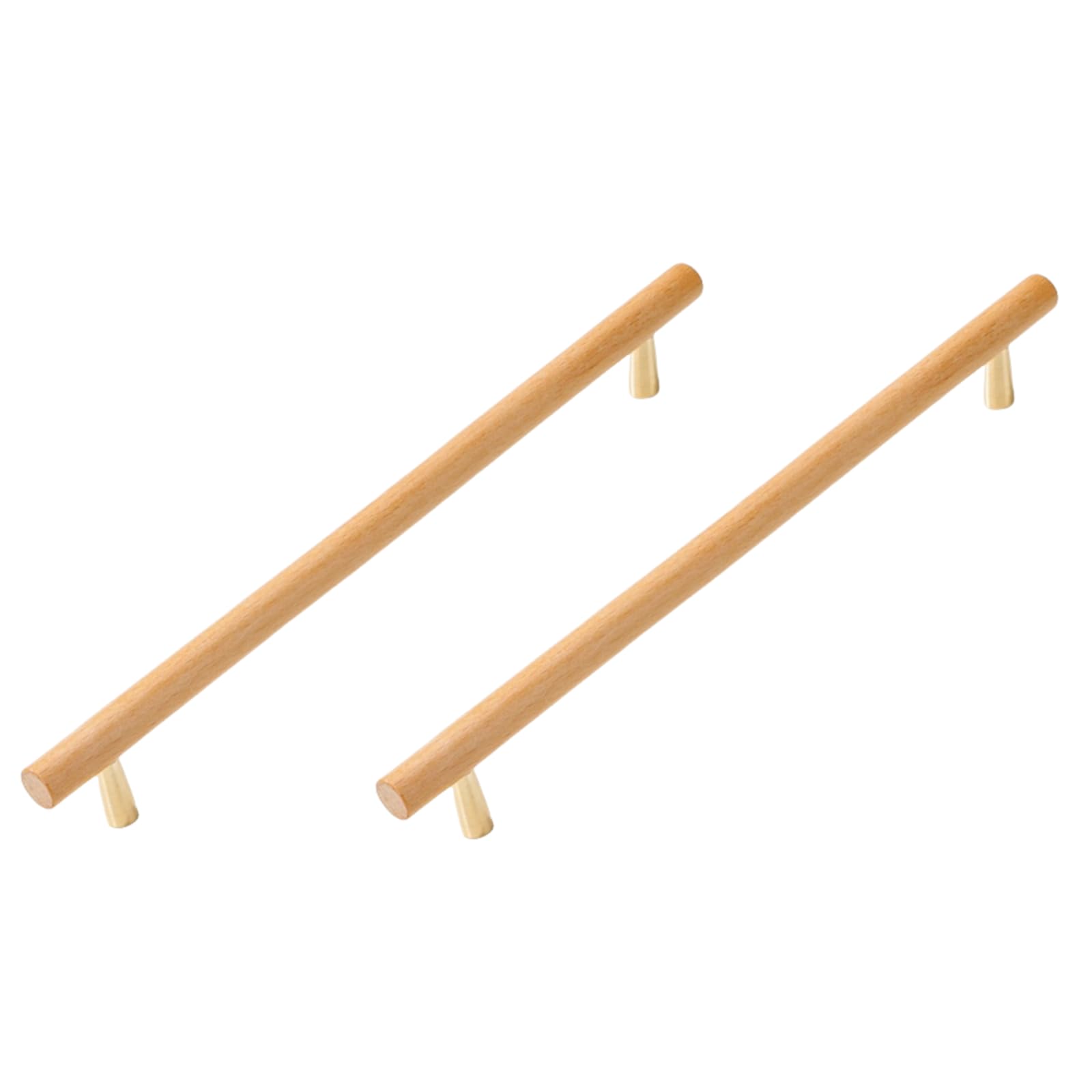 ITTRUH Wood Drawer Knobs,Cabinets 2Pcs Beech Copper Foot Handle Wooden Cabinet Wardrobe Door Solid(320mm)