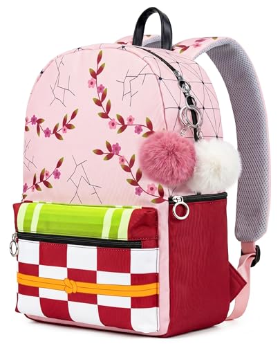Pink Anime Backpack 15(with 2 keychains) Anime Bag Daily Casual Cosplay Accessories Merch for Birthday Gifts