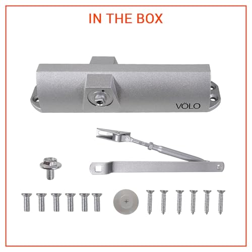 Image of Volo Automatic Hydraulic Double Speed Aluminium Door Closers Premium Heavy Duty for Residential /Commercial Purpose with Fitting Set (Color Silver) (DC 80 Trio)