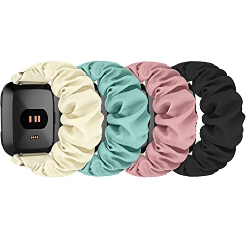 ShuYo Scrunchie Watch Bands for Fitbit Versa/Versa 2 / Versa Lite/Versa SE Women Men,Replacement Soft Nylon Stretchy Wristabnd For Fitbit Versa Smart Watch