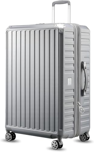 LUGGEX 28 Inch Luggage with Spinner Wheels - Expandable Hard Case Suitcases Large Checked Luggage (Silver Suitcase)