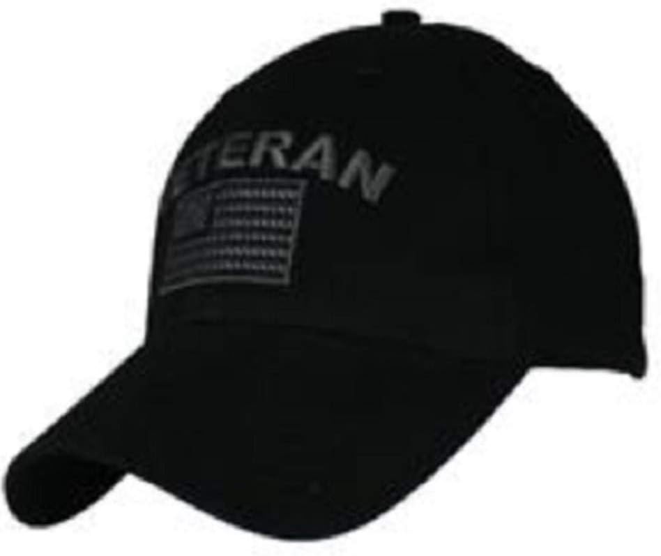 Veteran Flag Hat / Black Tone on Tone Baseball Cap