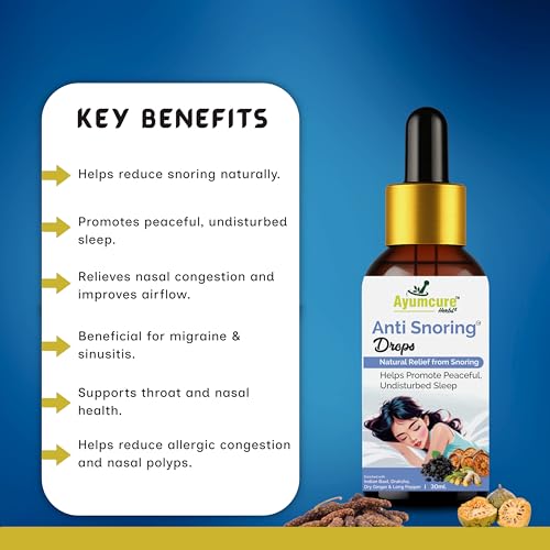 Image of Ayumcure Anti Snoring Drops 30ML| Herbal Nasal Drops for Snoring Relief & Better Sleep | With Indian Bael, Draksha, Dry Ginger & Long Pepper | Improves Breathing | 100% Natural for Men & Women ( pack of 2 )