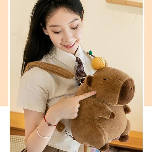 champracer Capybara Plüschtier Rucksack Capybara Rucksack Capybara Kuscheltier Plüsch Rucksack für Erwachsene Wasserschwein Kuscheltier Plüschtier Rucksack Kinder (Rosa Blumen)