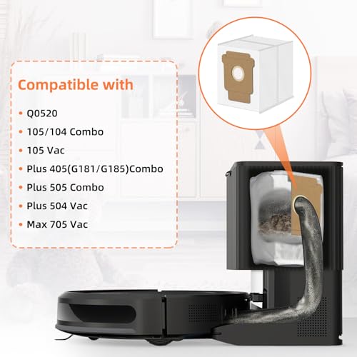 Image of 22 Pack 104 105 Replacement Vacuum Bags Compatible with iRobot Roomba 105X /415X /505X /106 /108 Combo, Plus 405 /504 /505 /507 Combo, 105 Vac /Max 705 Vac Clean Base Automatic Dirt Disposal Bags