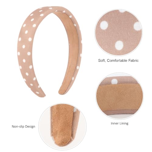 Image of DRESHOW 4 Pcs Polka Dot Headbands for Women Girls Non Slip Wide Headbands Turban Vintage Boho Head Bands Fashion Head Wraps Hoop Hair Accessories