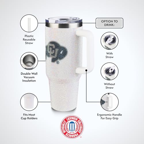 Image of The Memory Company Officially Licensed 40oz White Bling Game Day Tumbler, University of Colorado, Boulder