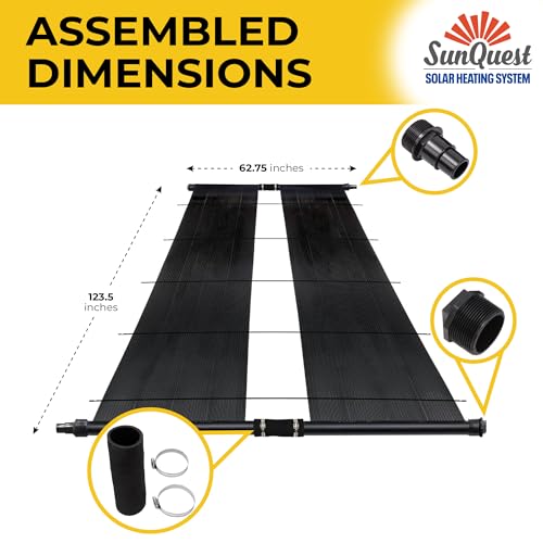 SunQuest Solar Pool Heater Panels - 2 (2ft x 10ft) Collectors w/Roof/Rack & Diverter Kit -Solar Water Heater for Above Ground & Inground Pools-DIY-Tube on Web Design Panel-Polypropylene UV Resistant