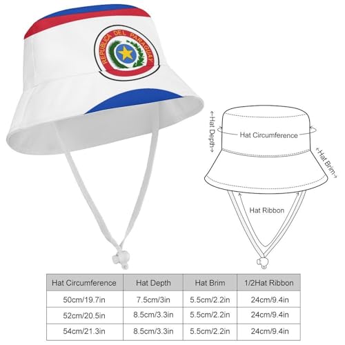 Paraguay FlagChildren's Bucket Hat for Boys and Girls, Breathable Summer Beach Hat52cm2