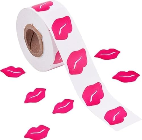 500Pcs Pink Perforated Tanning Lip Stickers, Self Adhesive Kisses Decals for Sunbathing, Removable Body Stickers