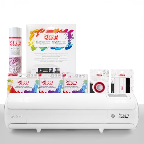 SISER Juliet® Subli Paket – Professioneller Schneideplotter, EasySubli® Thermovinyl, Subli-Stifte, Glitter Thermovinyl, Thermofixierband, Inklusive Zubehör
