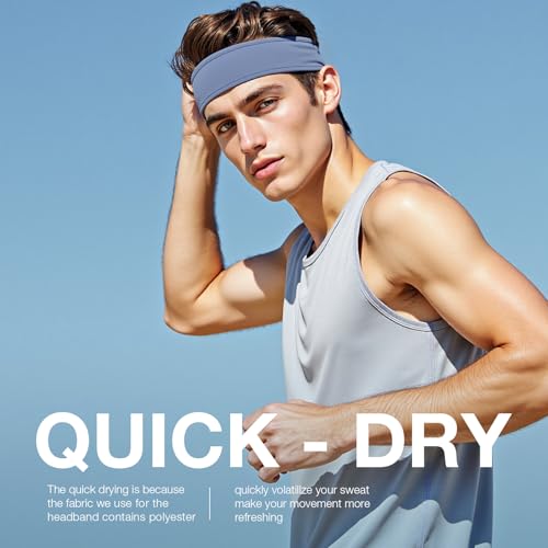 EasYoung Men's Headband 3 Pack Sweatband Sports Headband - Image 3