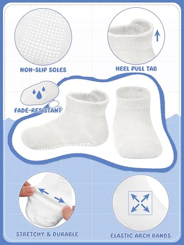 Cooraby 24 Pairs Toddler Ankle Socks with Grippers Baby Low Cut Sock Anti Slip Grip Socks for Kids Boys Girls3