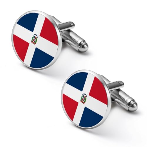 Opozsdf Mens Classic Stainless Steel Shirt Cufflinks, Dominican Republic Flag Tuxedo Shirt Cufflinks for Men, Cuff Links and Shirt Studs for Wedding/Banquet/Ceremony/Business, Picture (168)