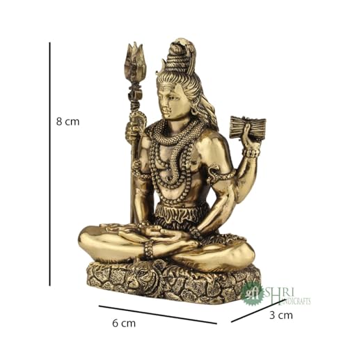 Image of Brass Lord Shiva Statue | 3 inch Shiv Padmasana Sitting Murti Hindu God Idol Figurine Perfect for Decoration Puja & Gifting Purpose Sculpture (Weight- 90gm)