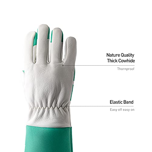 Handlandy Long Gardening Gloves For Men & Women, Thorn Proof Rose Pruning Gloves Leather Gauntlets Garden Gloves Yard Work Gloves (Xs, Green) #TOP2