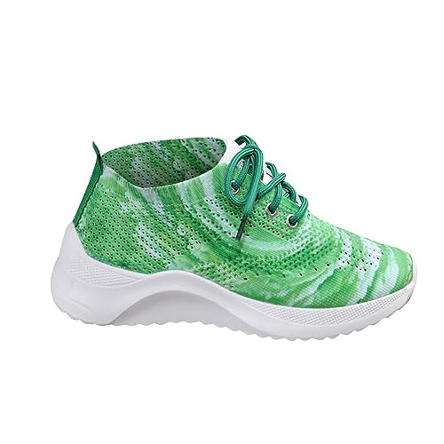 Zapatillas deportivas para mujer, con estampado deslizante, talla grande, para aumentar la altura, para el verano, con tacón de cuña, vacaciones, a la moda, bonitos zapatos planos Tissage Volant para