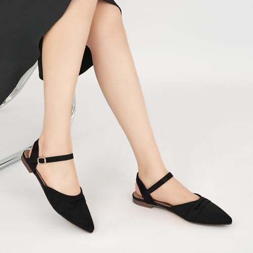 Ecetana Womens Sandals Flats Shoes - Closed Pointed Toe Slingback Comfortable Dressy Flat Sandals 2025 for Casual Work Office 6