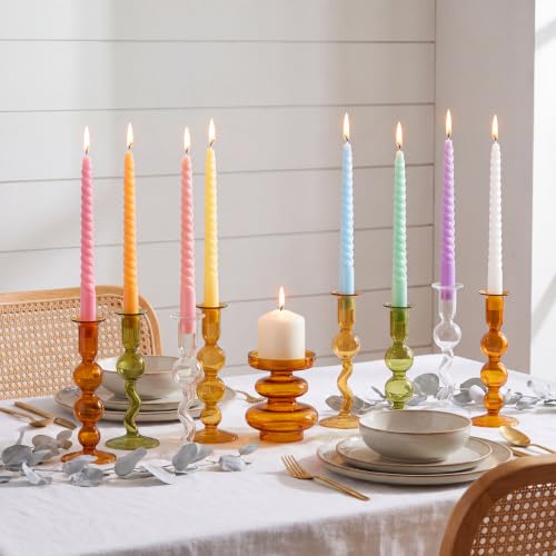 Image of MTLEE 16 Pcs Long Taper Candlestick Bulk 10 Inch Smokeless, Candy