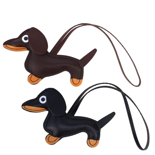 EOAMGO Charm para bolso de mano para mujer, regalo de perro salchicha, llaveros en piel artificial, 2 unidades, accesorios para bolso de mano escolar, multicolor
