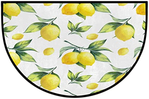 Tapete Medio Círculo Limón Antideslizante 18x30 pulg