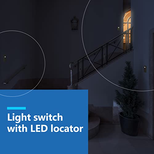 Lider Minimalist Design Matte Finish Lighted 4-Way Decorator Light Switch, Four Way Frameless Rocker Switch, Residential/Commercial Grade, 15A 120V/277V, Ul Listed, Ls15-4W-I, Ivory #TOP5