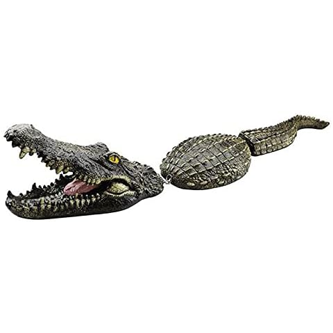 Floating Crocodile Decoy Crocodile-Shaped Resin Statue Alligator Sculpture for Pool Pond Art Crocodile Spoof Toy (Army Green, 80cm*14cm*12cm) Cover