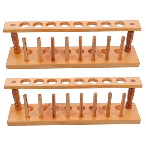 HOMOBABE 2個 木製試験管ラック スロット耐久性実験用スタンド 家 学校 研究室向け多機能収納棚