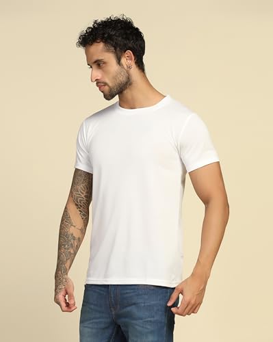 Image of VastraVibes Cotton Regular Fit T-Shirt Round Neck Casual Mens Plain Tshirt