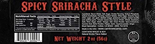 JURASSIC JERKY’S Carnivore Carnivore Candy Bacon Jerky - Spicy Sriracha Flavor - Single Pack - (1) 2 oz bag