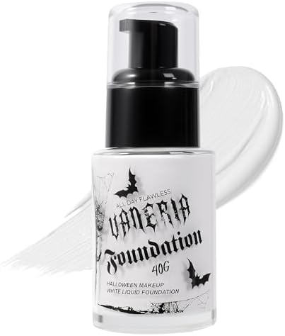VANERIA White Foundation Liquid, Face Makeup Full Coverage Waterproof, Mixer Use or White Base for Goths, Vampires, Clowns. 30ML