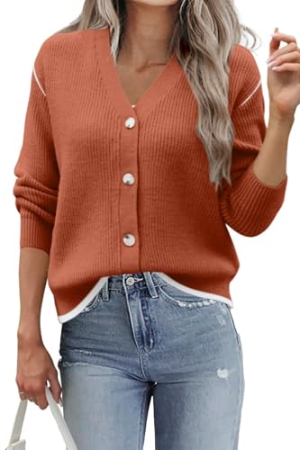 Image of Allimy Womens Slouchy Contrast Tipping Imitation Cashmere Short Cardigan Sweaters for Women Fall Fashion 2025 Trendy Coats