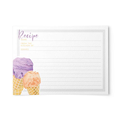 Dashleigh Ice Cream Recipe Cards, 48 Double Sided Cards, 4x6 Inches