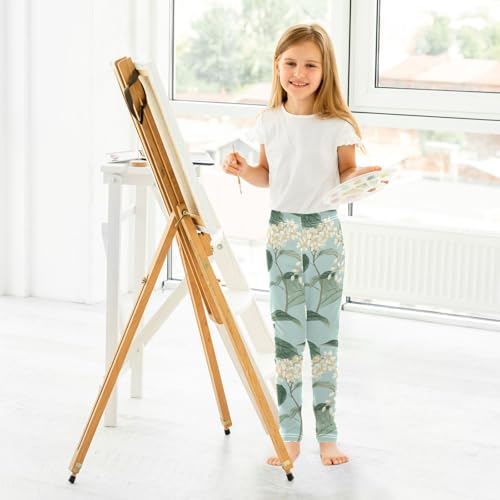 ALAZA Girls' Leggings Children's Yoga Pants Skinny Printed Dance Osmanthus Fragrans Pastel Comfortable 4T4