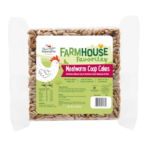 Manna Pro Farmhouse Favorites – Coop Cakes for Poultry – Mixed Flock Poultry Treat – Chicken Treat Cake – Made with Sunflower & Mealworms – 3 Cakes