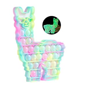 Hoofun Glow in The Dark Pop Bubble Fidget Lama Toy, fluorescerend siliconen Alpaca Sensory Fidget Anxiety Relief…