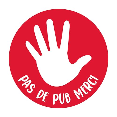 Plaque gravée pour boite aux lettres Pas de Pub Merci autocollante 8x8cm Rouge